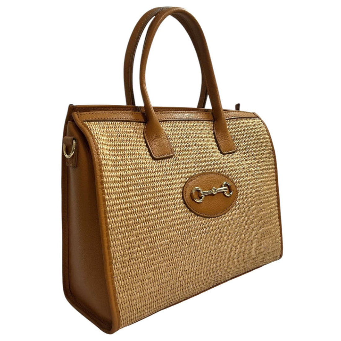 Modarno Leather and Raffia Shopper