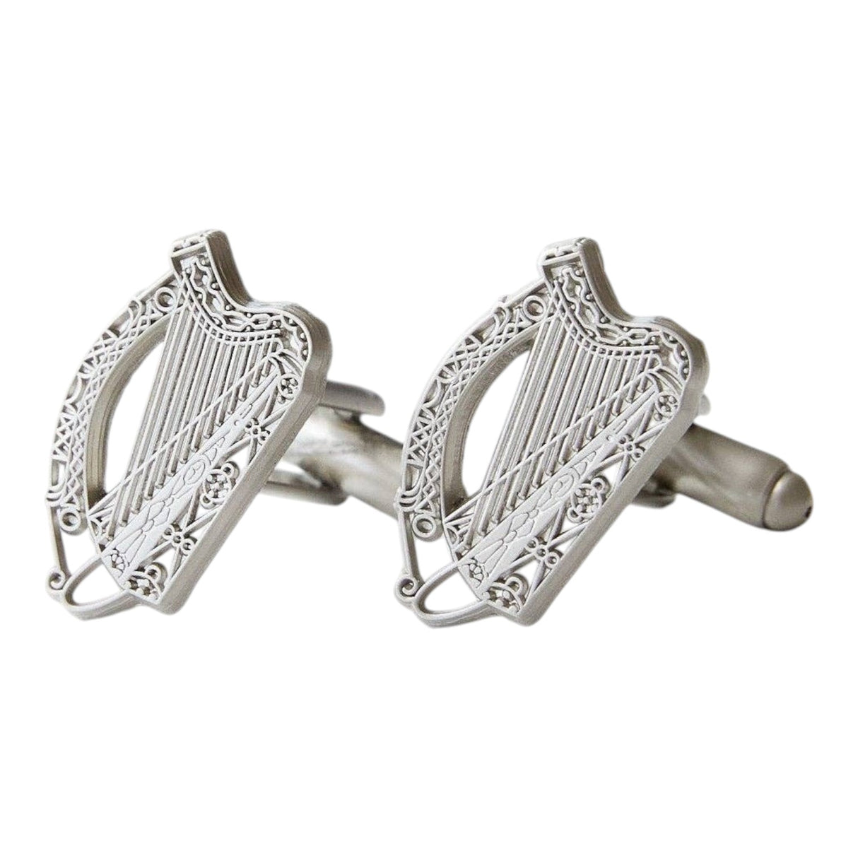 CastleKnock Designs Irish Harp Silver Plated Cufflinks Tie Clip and Suit Pin