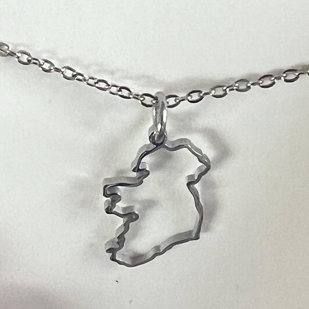CastleKnock Designs Ireland Map Silver Transparent Necklace