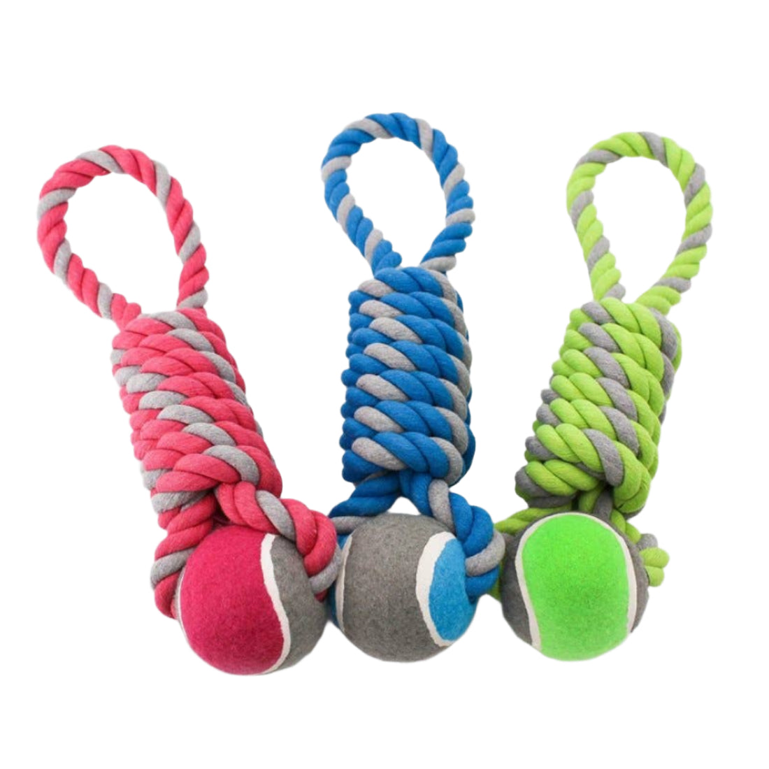 Happy Pet Large Rope Coil Tennis Ball Tugger