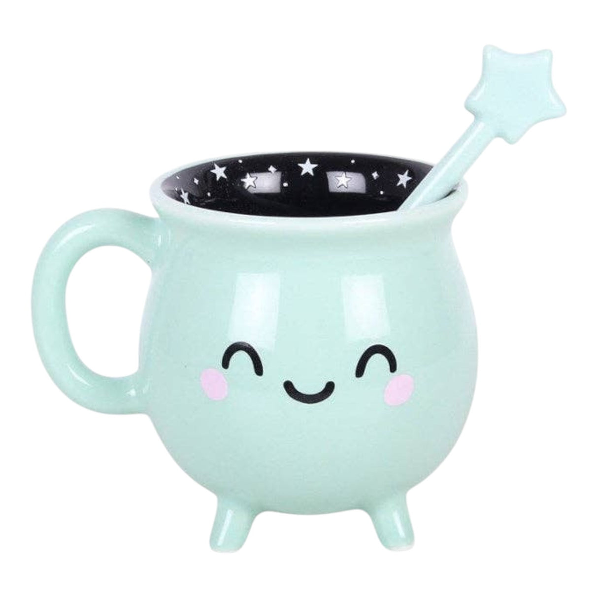Something Different Mint Green Cauldron Mug with Wand Stirrer