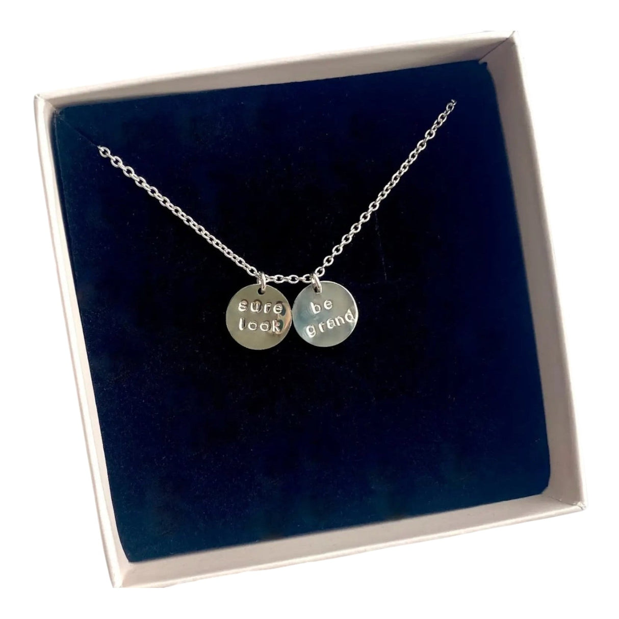 Rudies and Co 'Sure Look Be Grand' Engraved Disc Necklace