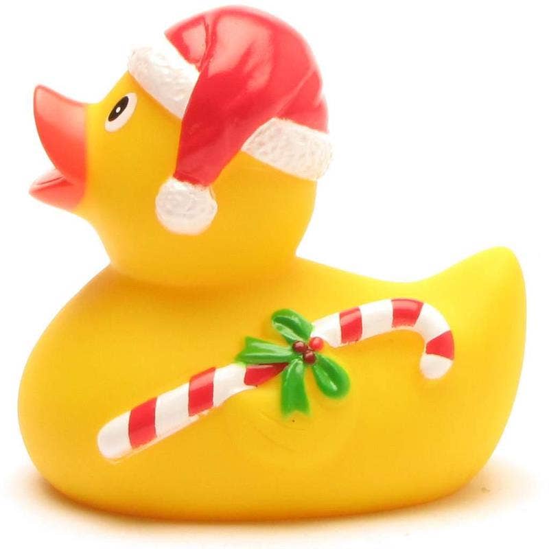 Duckshop Santa Claus with Candy Cane Rubber Duck