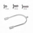 Connemara Country Mackey Price of Wales stainless steel horse riding spurs with 10mm, 20mm, and 30mm neck options