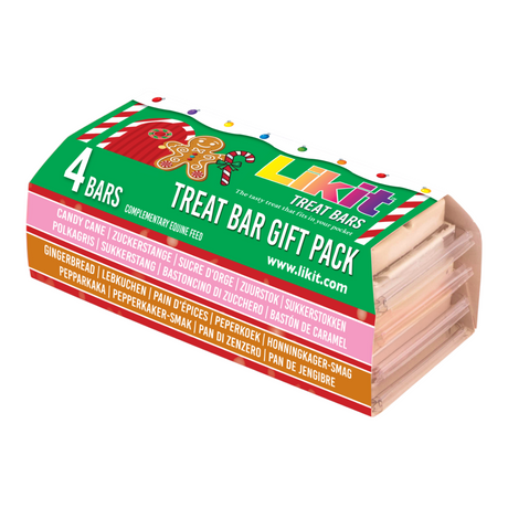 Connemara Country Likit horse treat gift pack containing two candy cane and two gingerbread flavoured bars