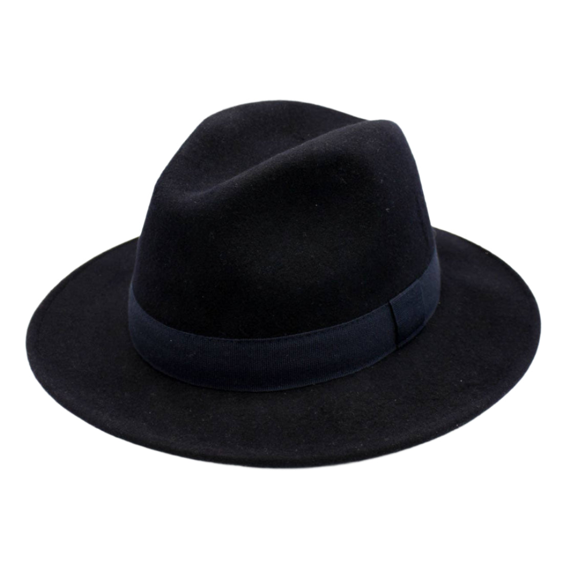 H Paris Waterproof Wool Fedora Hat with Ribbon Navy