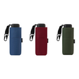 Connemara Country Clima Mini Tangram manual folding umbrellas in blue, maroon, and green made from recycled fabric.