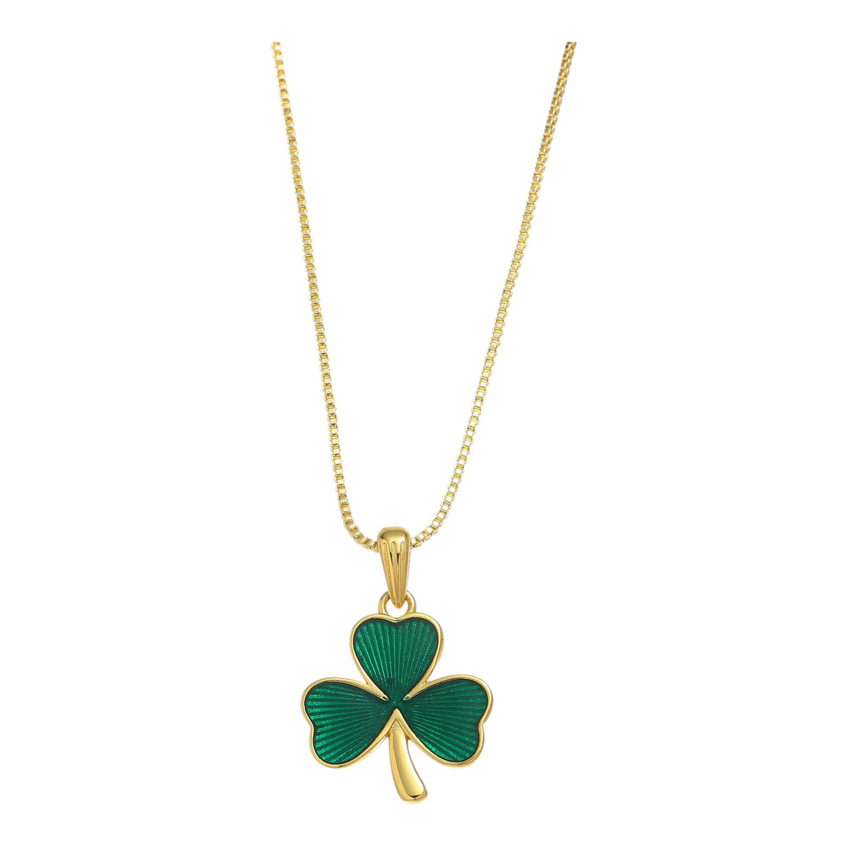 Celtic Ore Green Shamrock Pendant Gold Vermeil