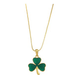 Celtic Ore Green Shamrock Pendant Gold Vermeil