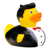 Connemara Country Bernd Bräutigam rubber duck groom wearing a black tuxedo, white shirt, and red bow tie