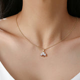 Celtic Ore Shamrock 3 Clear Stone Pendant Gold Plate