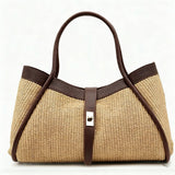 Nanabags Raffia Tote Bag with Leather Trim