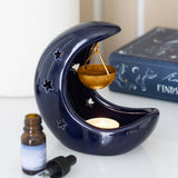 Something Different Blue Crescent Moon Hanging Oil Burner
