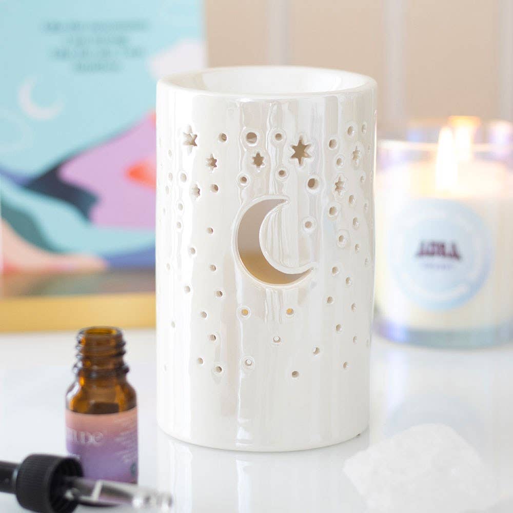 Something Different Iridescent White Moon Pillar Oil Burner