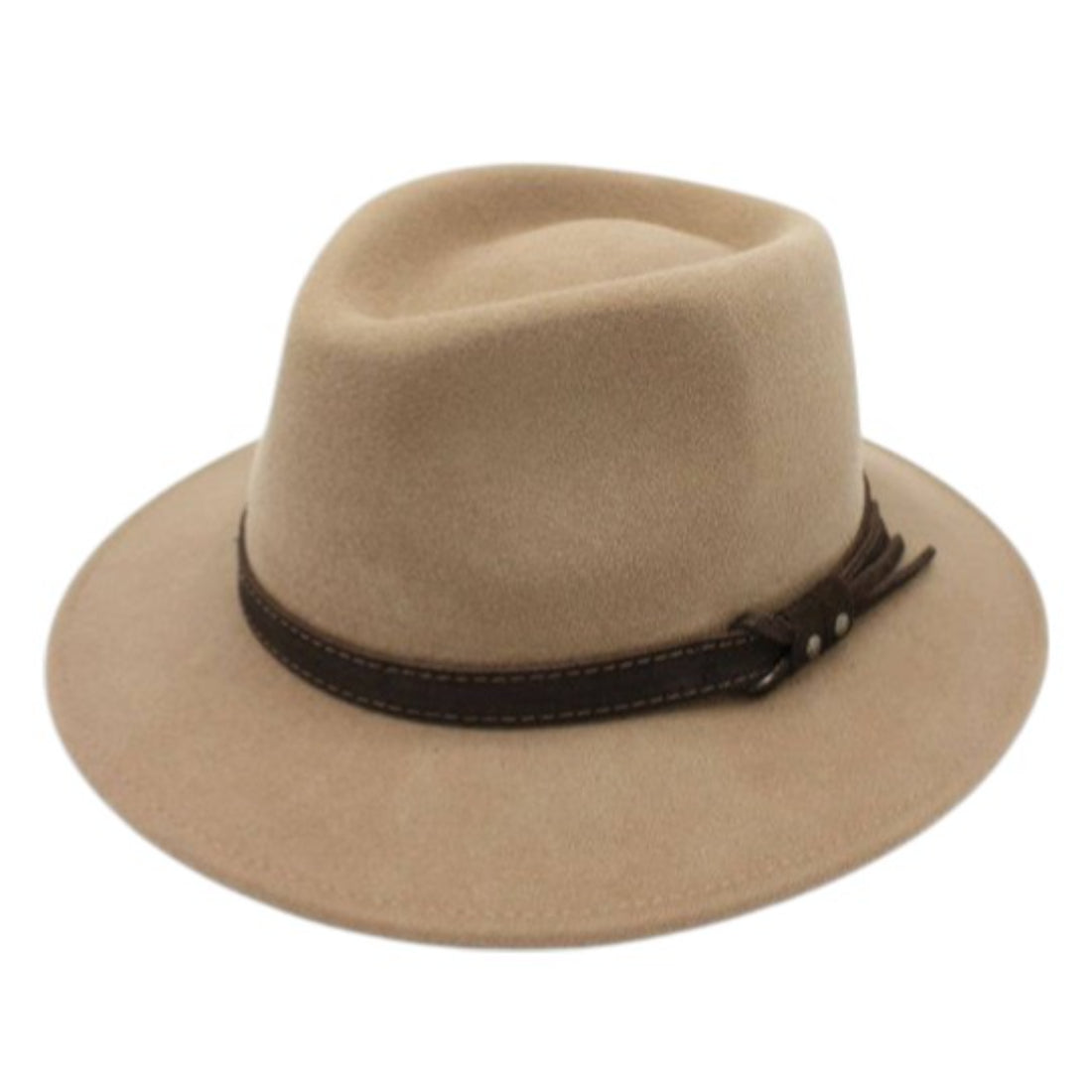 H Paris Waterproof Fedora Hat with Belt Camel
