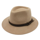H Paris Waterproof Fedora Hat with Belt Camel