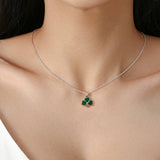Celtic Ore 3 Stone Green Shamrock Necklace