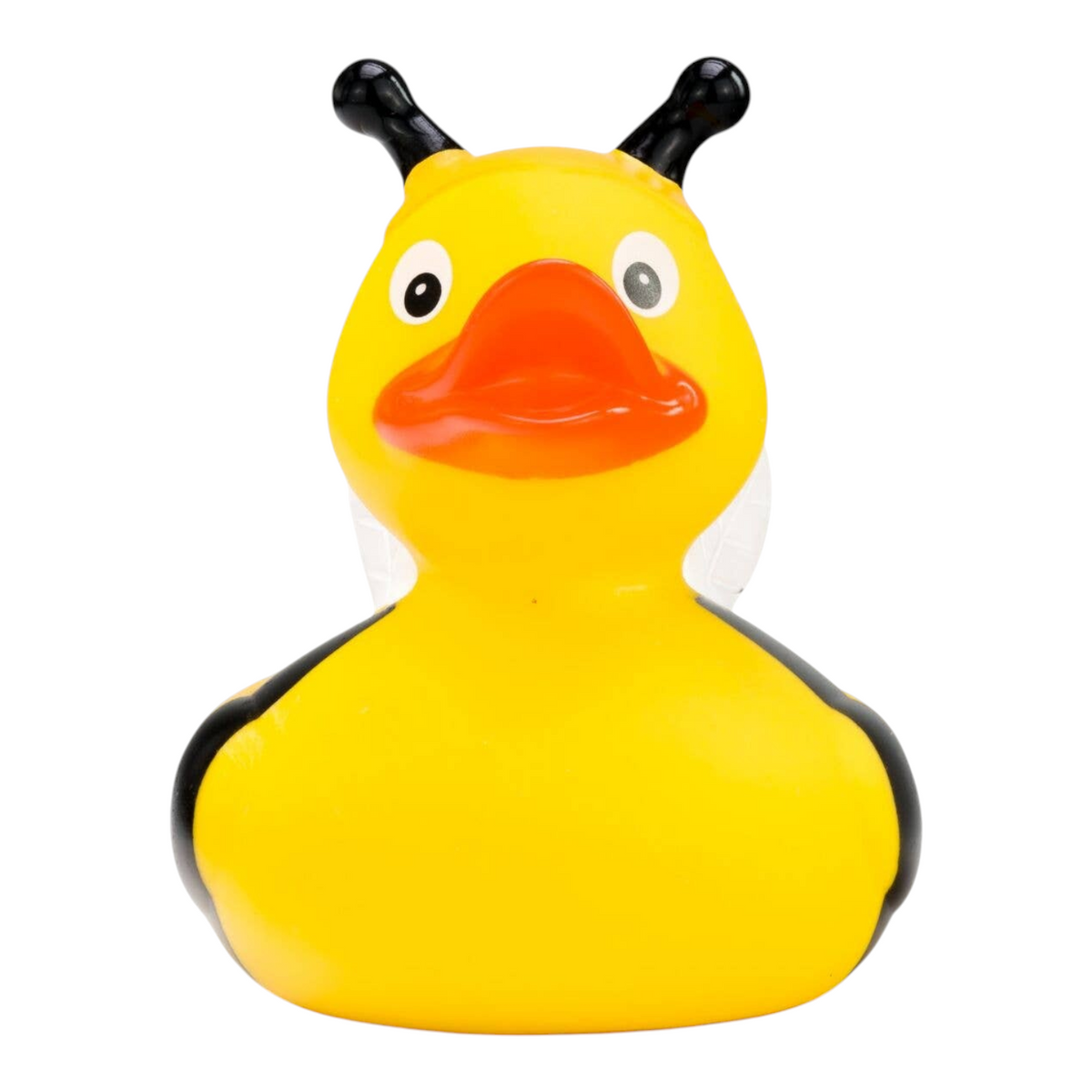 Connemara Country Susi Summ rubber duck designed as a yellow and black honeybee with antennas and white wings