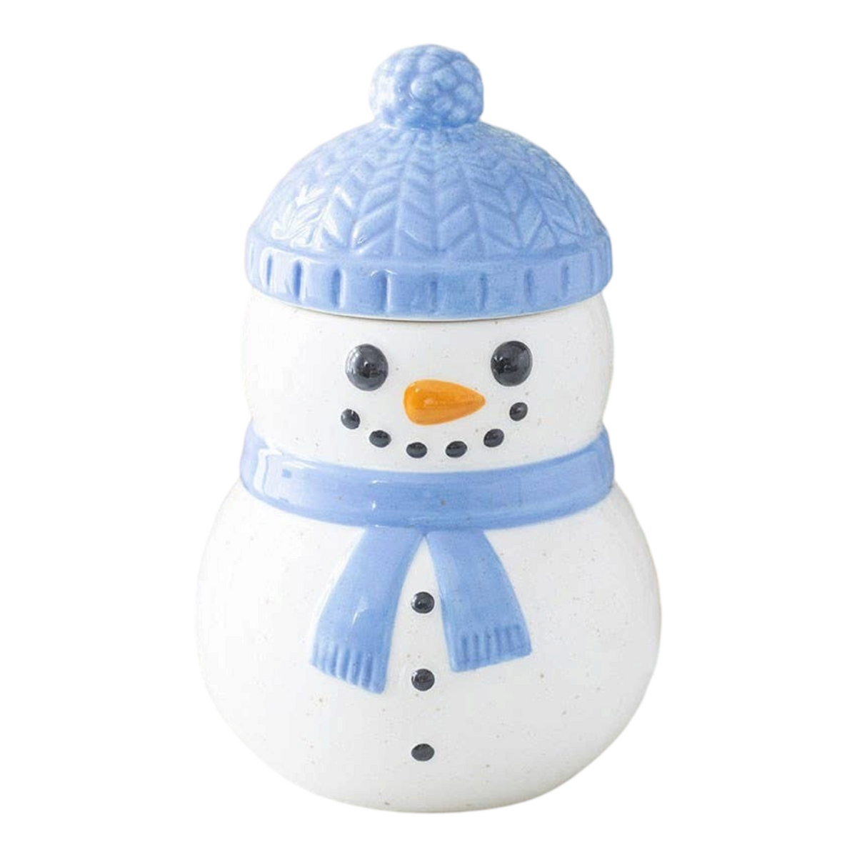 Connemara Country ceramic snowman oil burner with a blue hat and scarf, perfect for festive winter home fragrance.