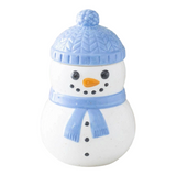 Connemara Country ceramic snowman oil burner with a blue hat and scarf, perfect for festive winter home fragrance.