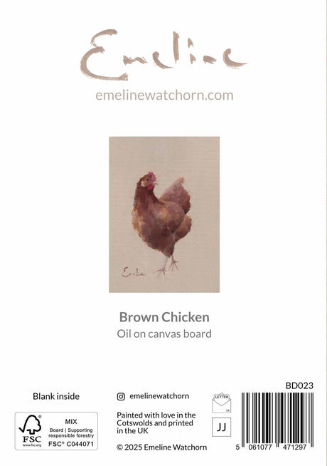 Emeline Watchorn Brown Chicken Greeting Card