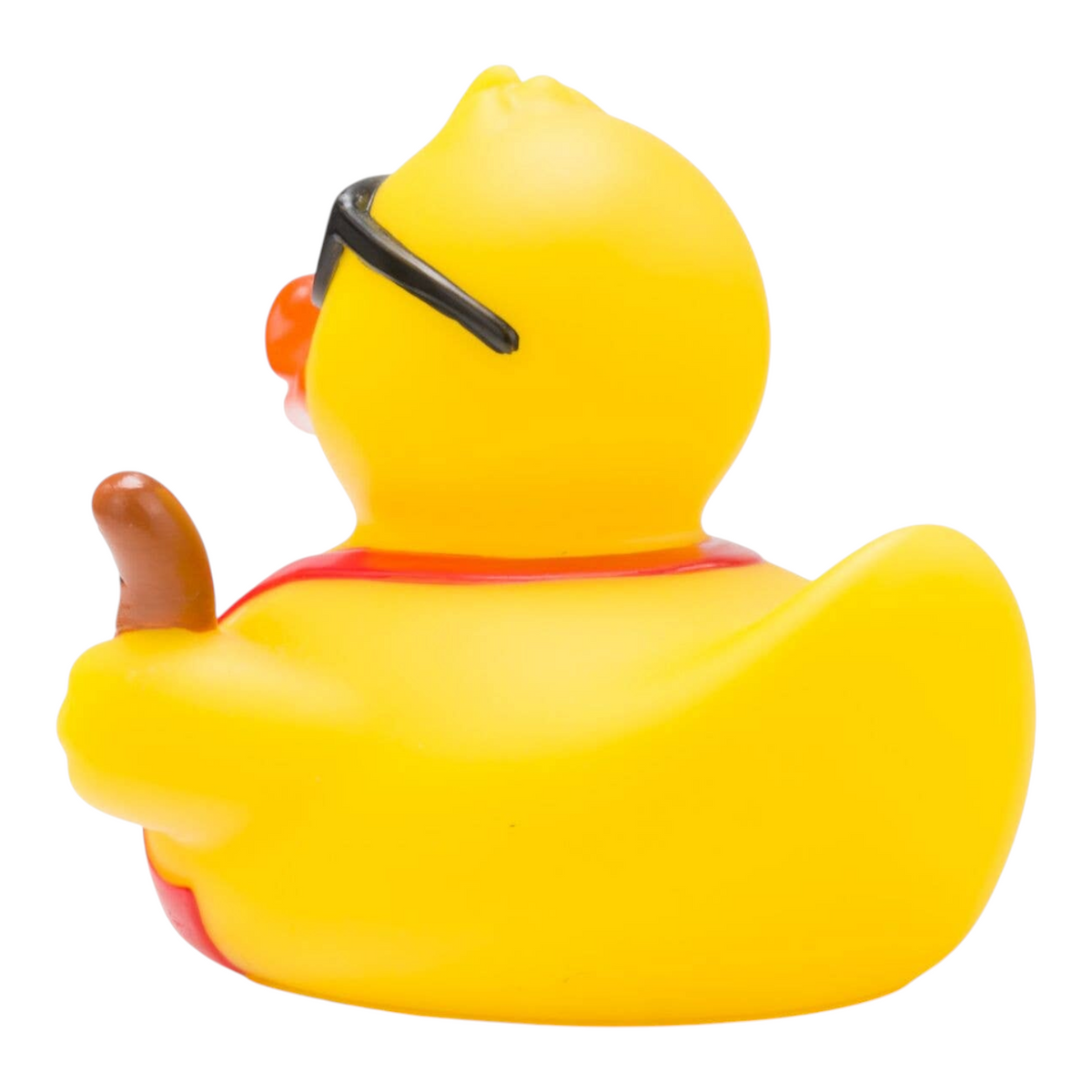 Connemara Country Ben BBQ rubber duck wearing sunglasses and holding a sausage, back view