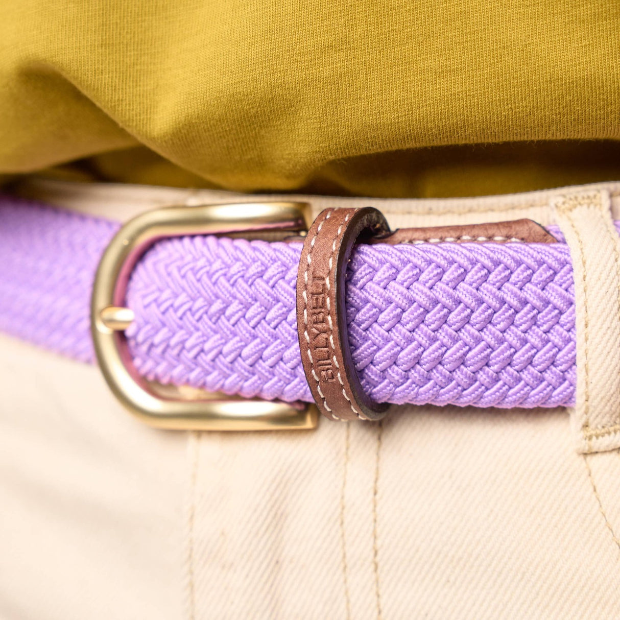 Billy Belt Women's Solid Elastic Braided Belt Purple