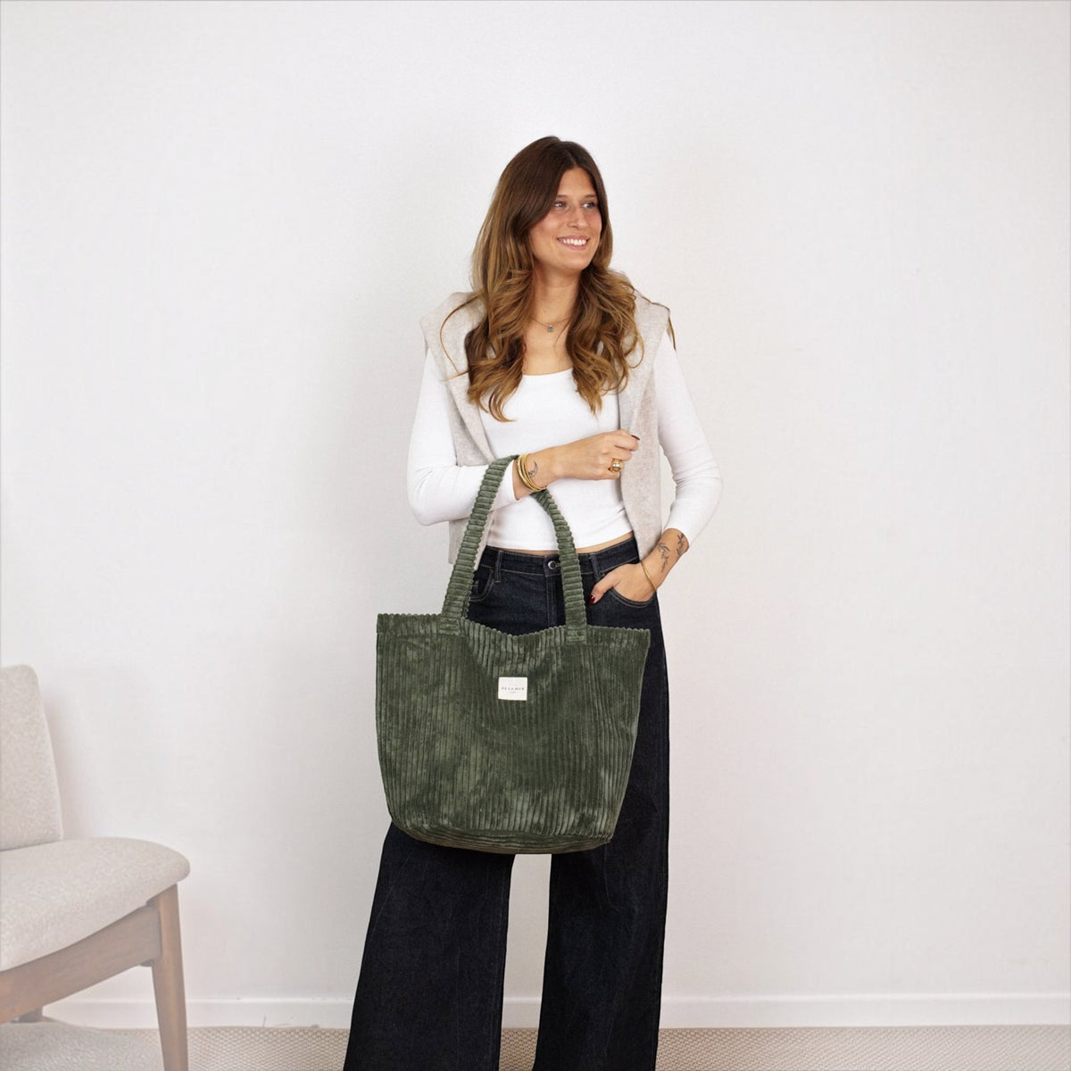 De La Mur Large Moss Zipper Bag