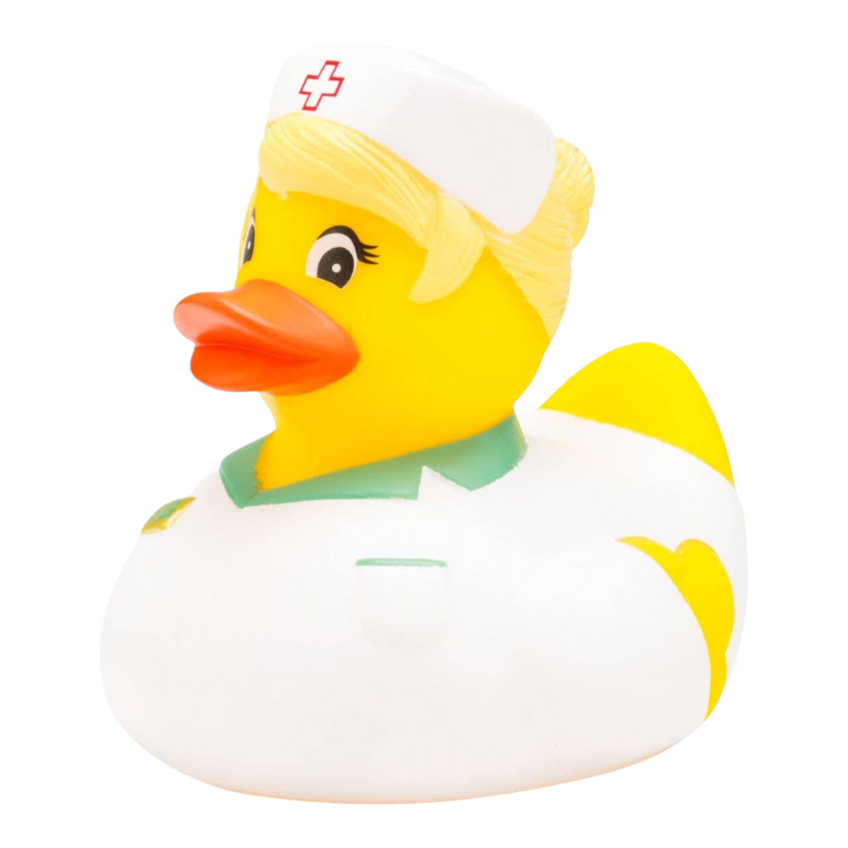 Connemara Country Gisela Health rubber duck wearing a white nurse uniform with a matching cap and red cross detail.