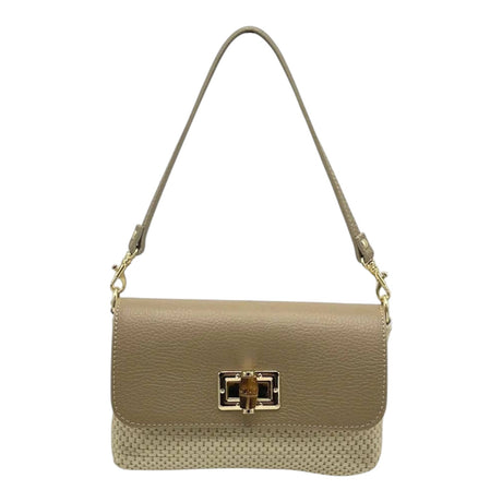 Suie Valentini Leather and Raffia Straw Mini Handbag with Chian