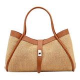 Nanabags Raffia Tote Bag with Leather Trim