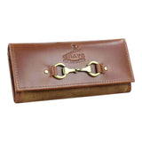Grays 1922 Lily Snaffle Purse in Dark Tan and Suede