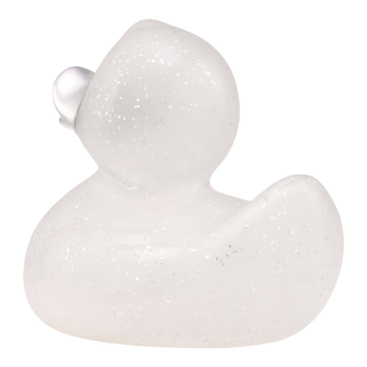 Connemara Country ROEMER WELLNESS Silke Silver Glitter bath duck with a transparent body and silver beak.