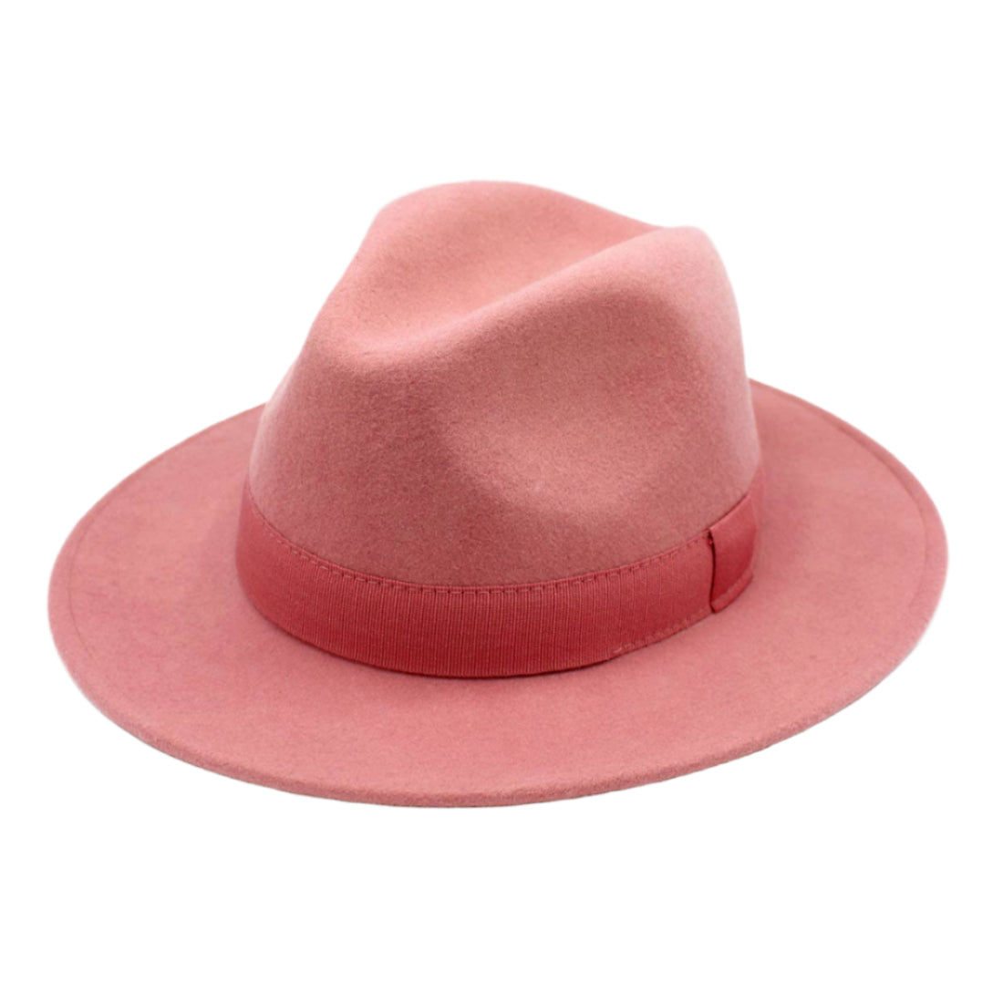 H Paris Waterproof Wool Fedora Hat with Ribbon Rosa