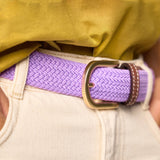 Billy Belt Women's Solid Elastic Braided Belt Purple