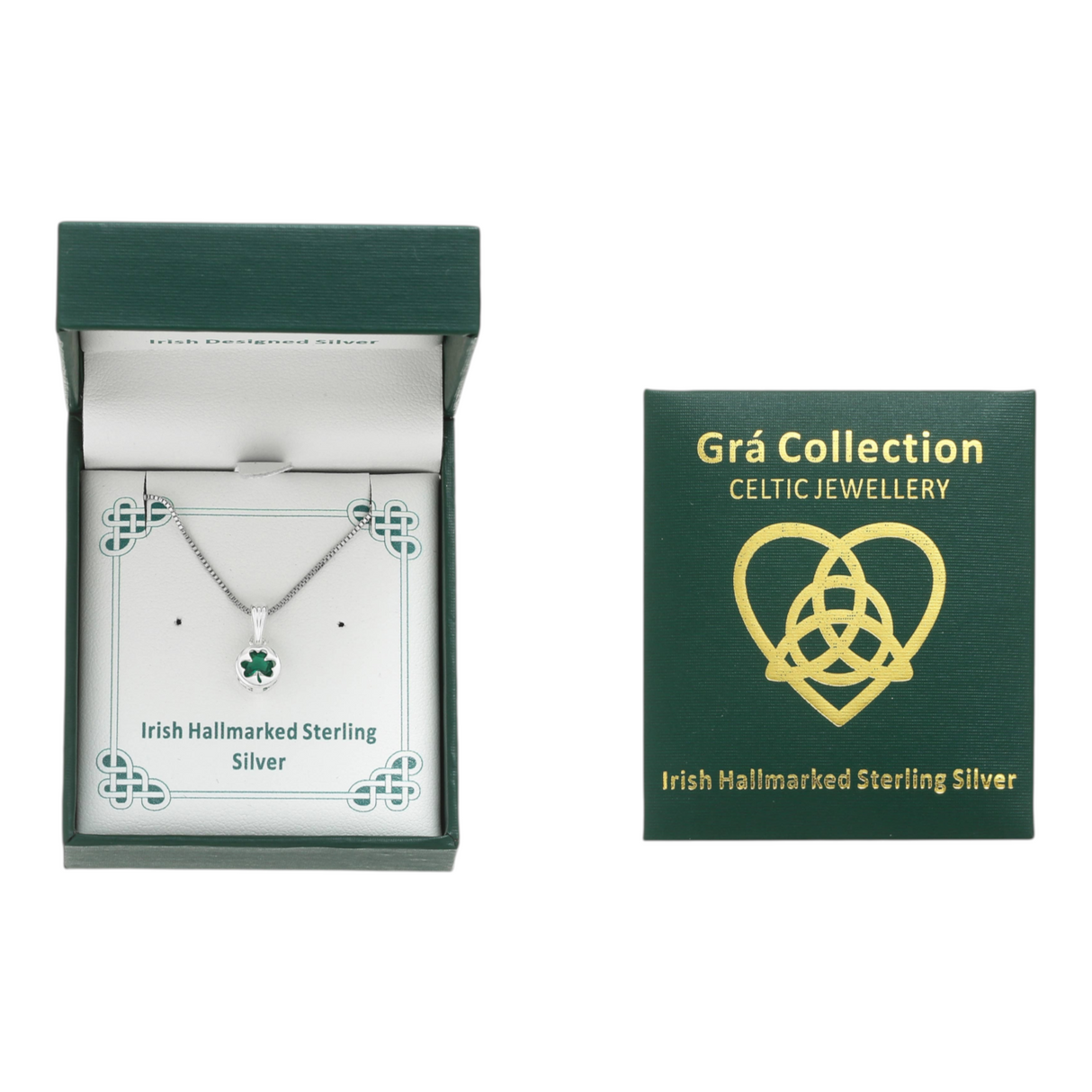 Celtic Ore Shamrock Stud with Green CZ Pendant