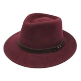 H Paris Waterproof Wool Fedora Hat with Belt Bordeaux