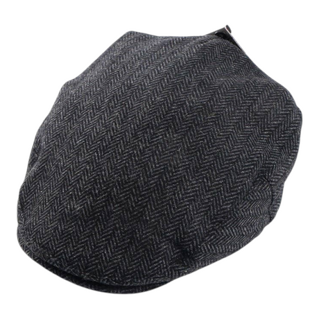 Connemara Country grey herringbone tweed flat cap with a classic Irish design