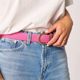 Billy Belt Women's Solid Elastic Braided Belt Pink