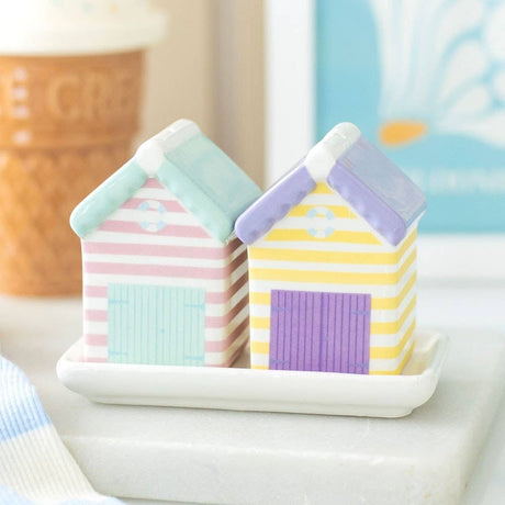 Something Different Pastel Beach Hut Salt and Pepper Shakers