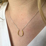 Reeves & Reeves Fine Horseshoe Necklace With Cz Detail Gold