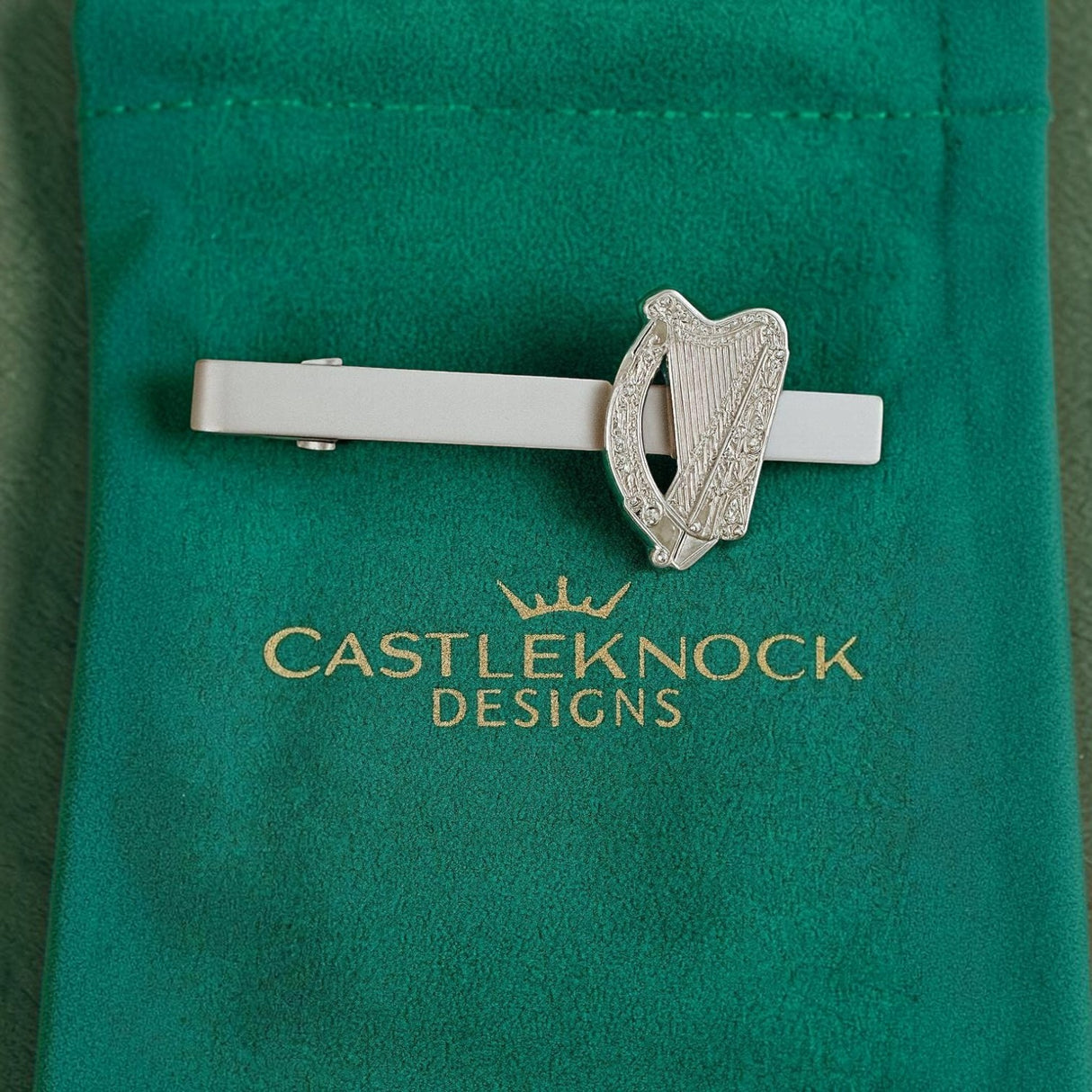 CastleKnock Designs Irish Harp Tieclip - Silver