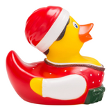 Connemara Country Theresa Trachtenherz rubber duck in a red Bavarian folk costume with a Christmas hat