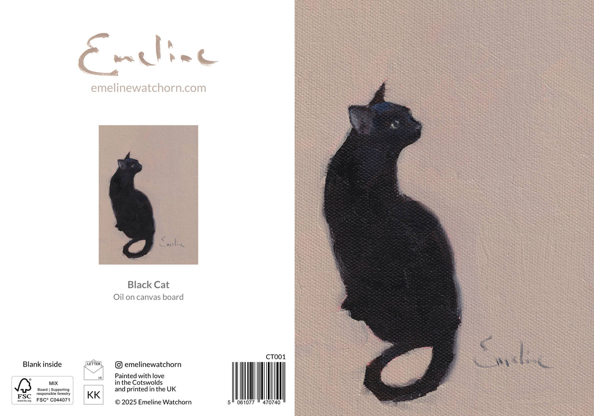 Emeline Watchorn Black Cat Greeting Card 5x7