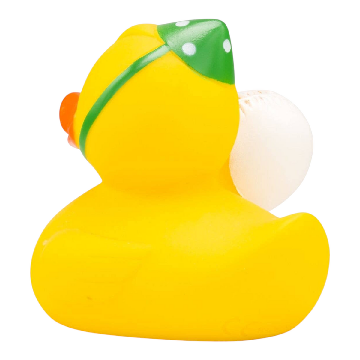Connemara Country ROEMER WELLNESS Betty's Birthday rubber duck wearing a green party hat and holding a white balloon