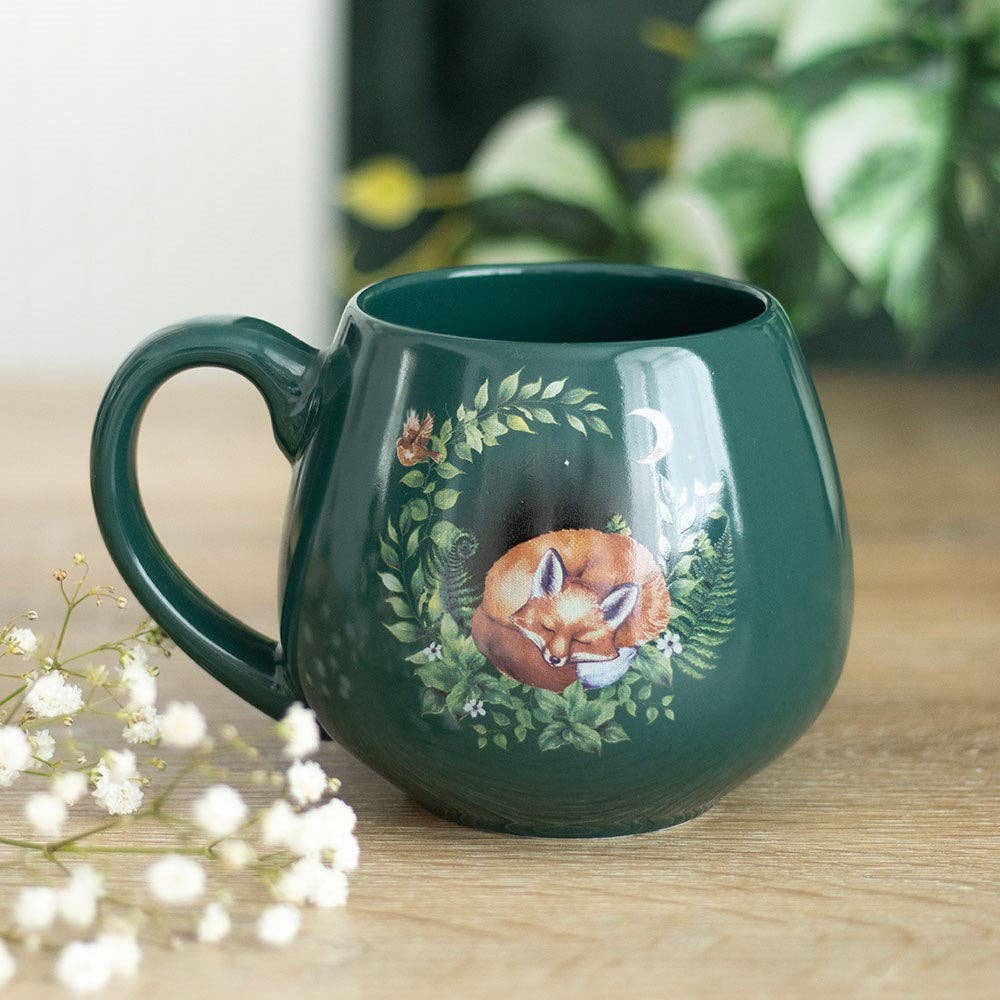 SD Green Sleeping Fox Rounded Mug
