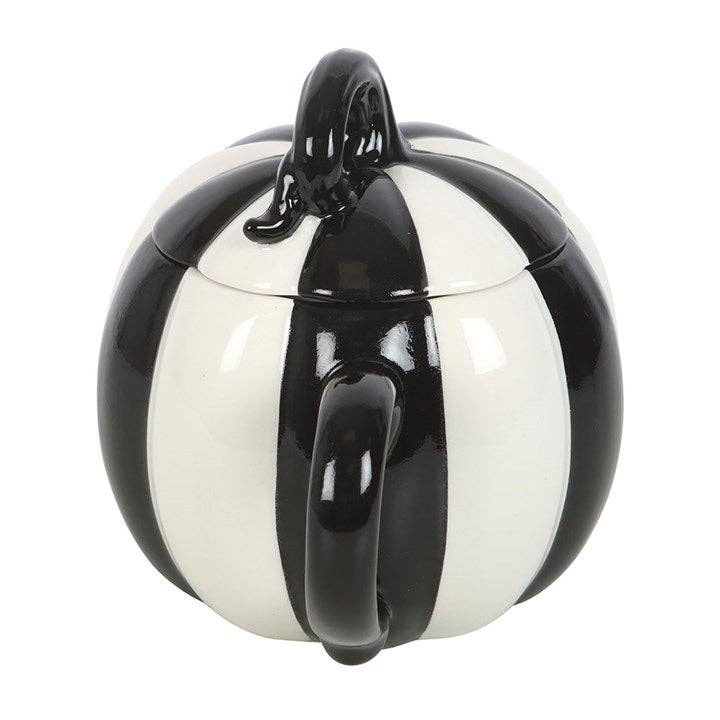 SD Black and White Striped Lidded Pumpkin Mug