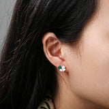 Celtic Ore Green Stone Clover Earrings