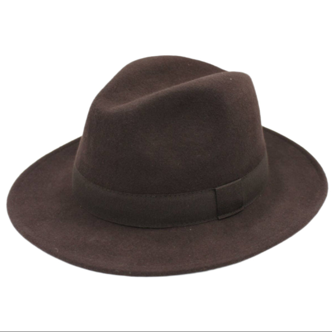 H Paris Waterproof Wool Fedora Hat with Ribbon Brown