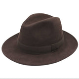 H Paris Waterproof Wool Fedora Hat with Ribbon Brown